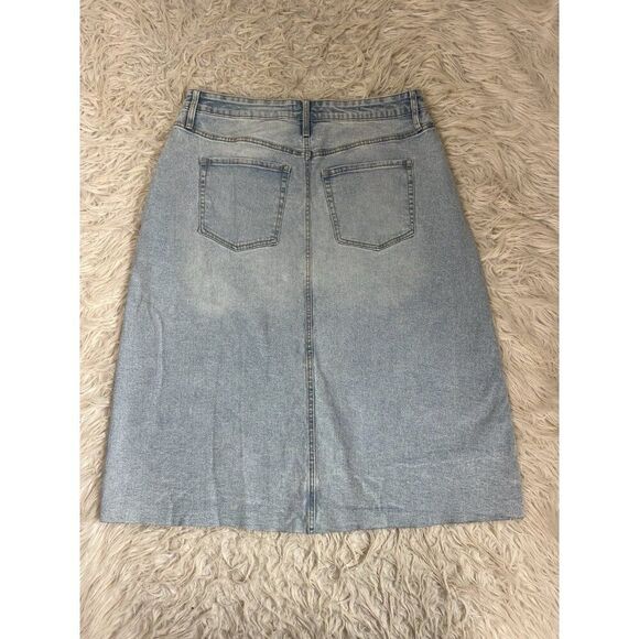 Ava & Viv Woman's Mid Rise Relaxed Fit A Line Denim Skirt Stretch Light Wash 16 - Picture 3 of 11